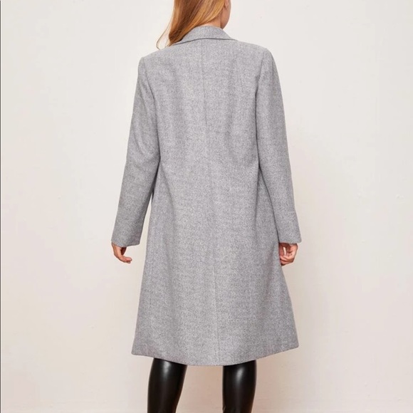 Gray peacoat long trench jacket classic coat - Picture 3 of 6